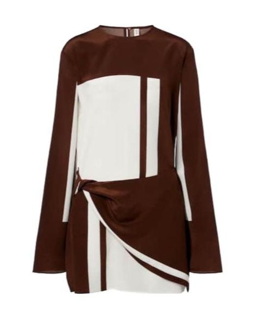 Sir Brown Printed Silk Satin Minidress