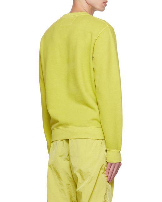 C P Company Yellow Emerized Diagonal Fleece Sweatshirt for men