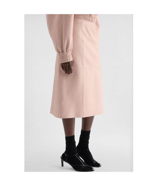Jil Sander Pink Midi Leather Skirt