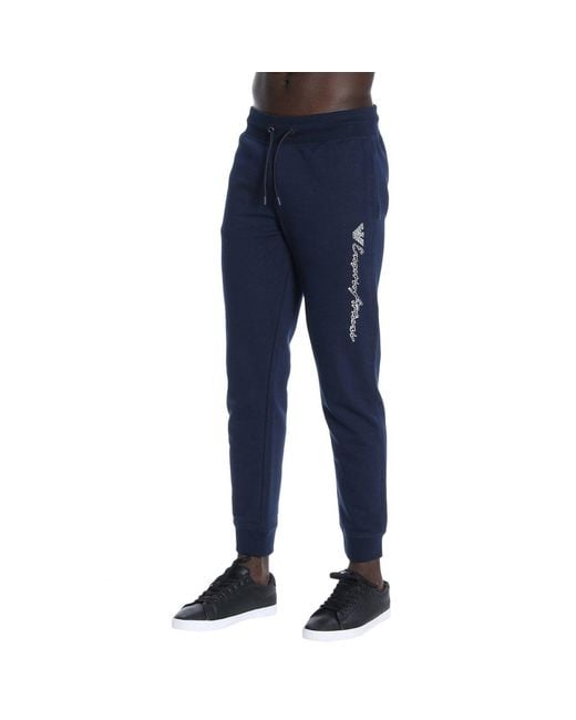 Emporio Armani Blue Logo-Laced Sweatpants for men