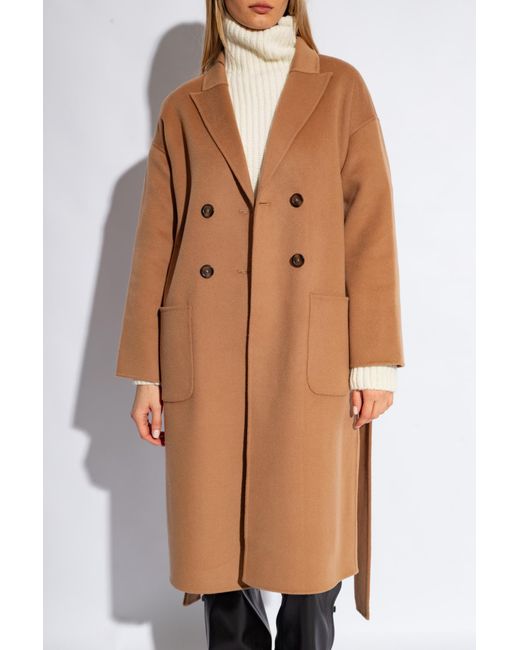Anine Bing Brown Dylan Belted Double-Breasted Coat