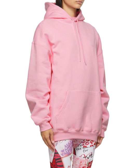 Balenciaga Pink Logo Printed Oversize Hoodie