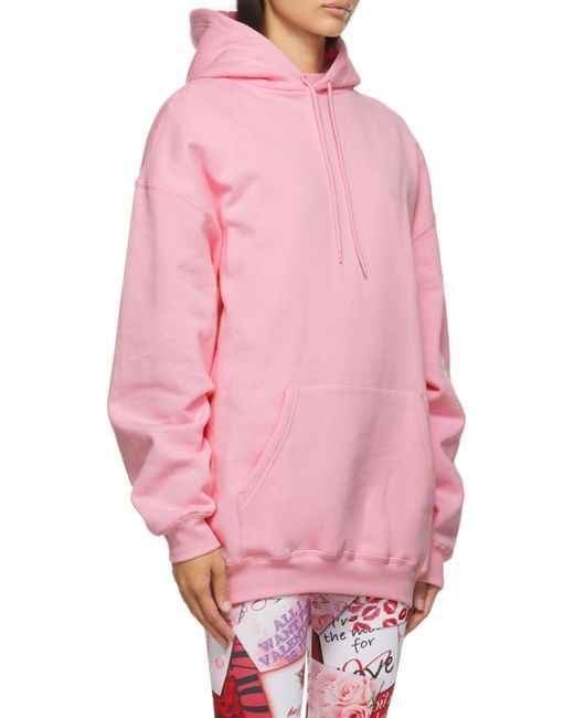 Balenciaga Pink Logo Printed Oversize Hoodie