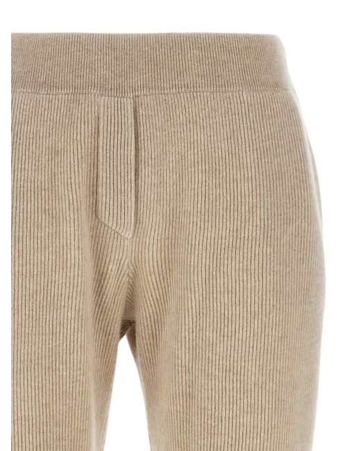 Brunello Cucinelli Natural English Rib Knit Trousers