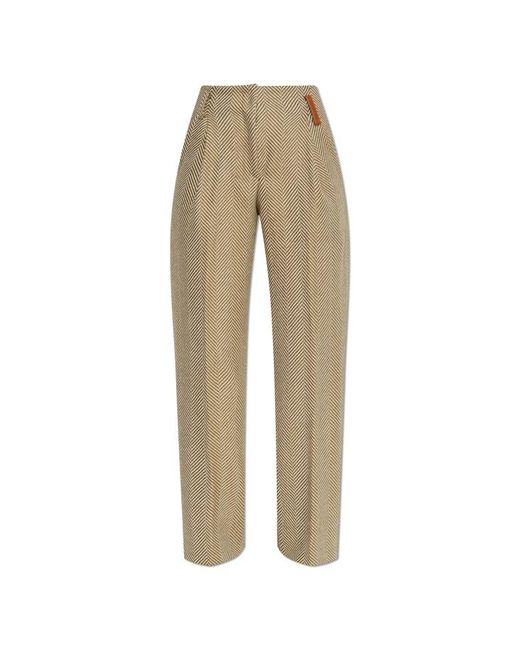 Forte_forte Natural Herringbone Pattern Trousers