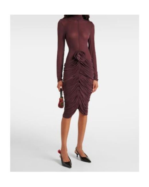 Magda Butrym Purple Floral-Appliqué Midi Dress