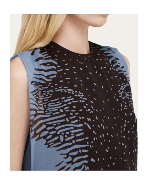 Ferragamo Blue Silk Dress With Flower Detail