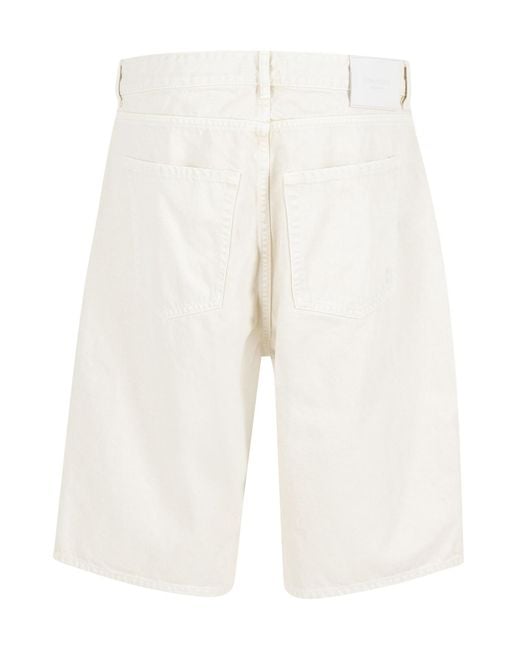 ICON DENIM White Logo-Patch Denim Shorts for men