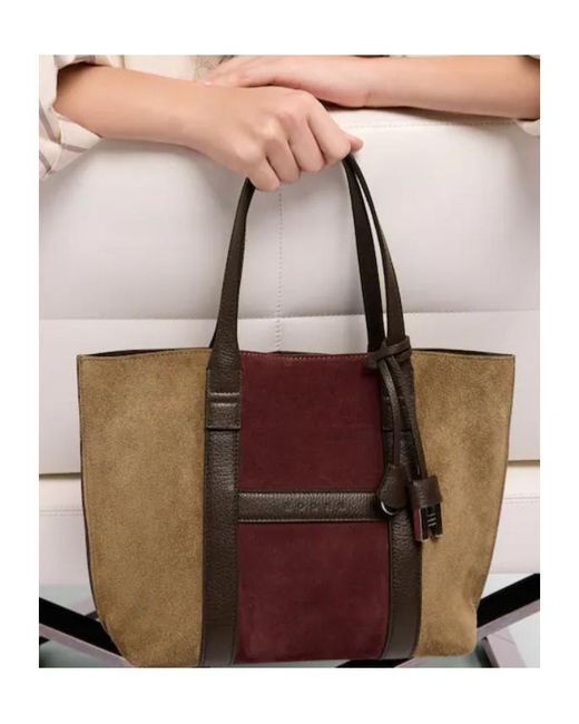 Hogan Brown Script Shopping Bag Small