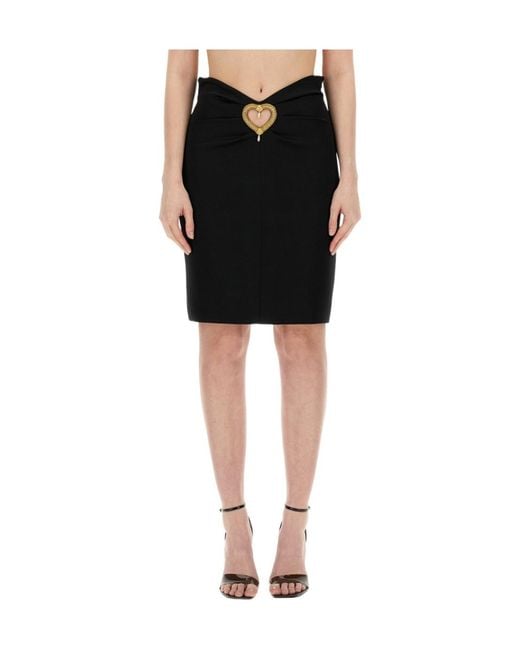 Moschino Black Hollowed-Out Love Decorated Skirt