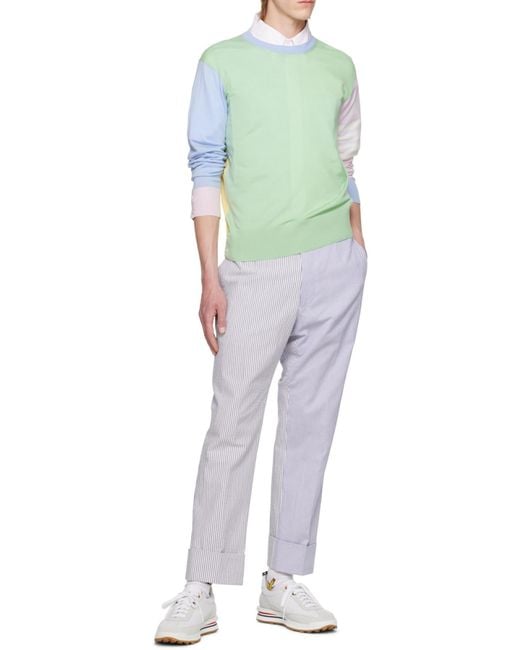 Thom Browne Gray Striped Maxi Turn-Up Hem Pants for men