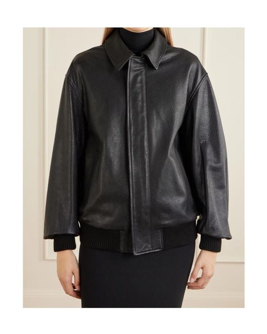 Nour Hammour Black Long-Sleeved Leather Jacket