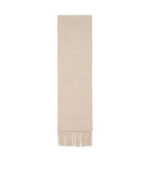 Acne White Logo Detail Fringed Scarf for men