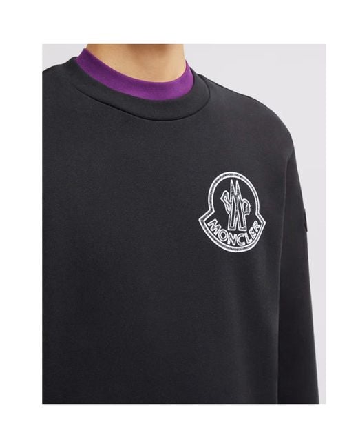 Moncler Black Logo Printed Crewneck Sweatshirt for men