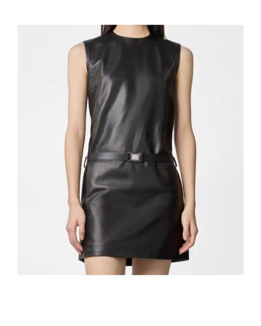 Tod's Black Belted Leather Mini Dress
