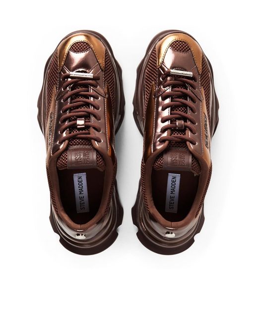 Steve Madden Brown Spliced Mesh Sneakers