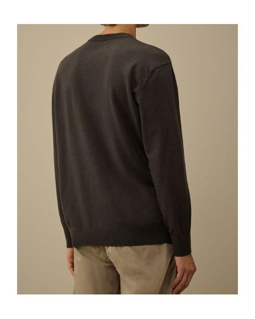 C P Company Black Lens-Detail Crew-Neck Sweater for men