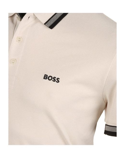 Boss Natural Boss Logo Embroidered Short-Sleeved Polo Shirt for men