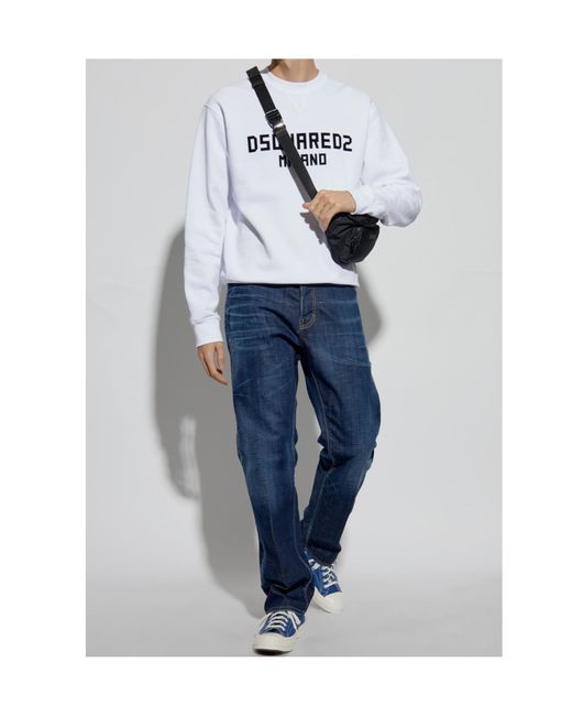 DSquared² Blue Logo Patch Straight-Leg Jeans for men