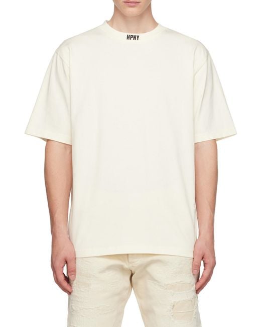 Heron Preston White Logo Embroidered Crewneck T-Shirt for men