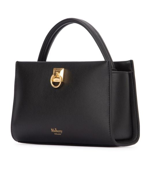 Mulberry Black Logo Printed Mini Iris Classic Tote Bag