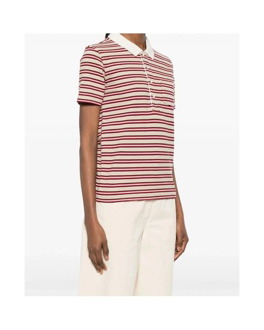 A.P.C. Red Striped Polo T-Shirt
