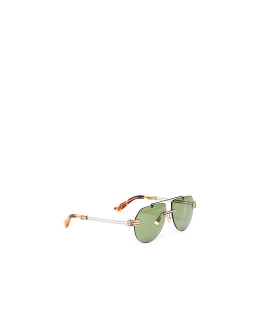 Bottega Veneta Green Eyewear Aviator Frame Sunglasses
