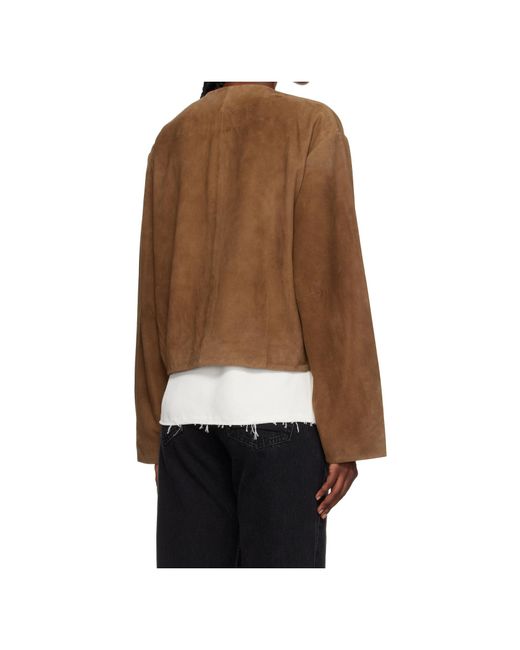 St. Agni Brown Round-Neck Long-Sleeve Casual Jacket