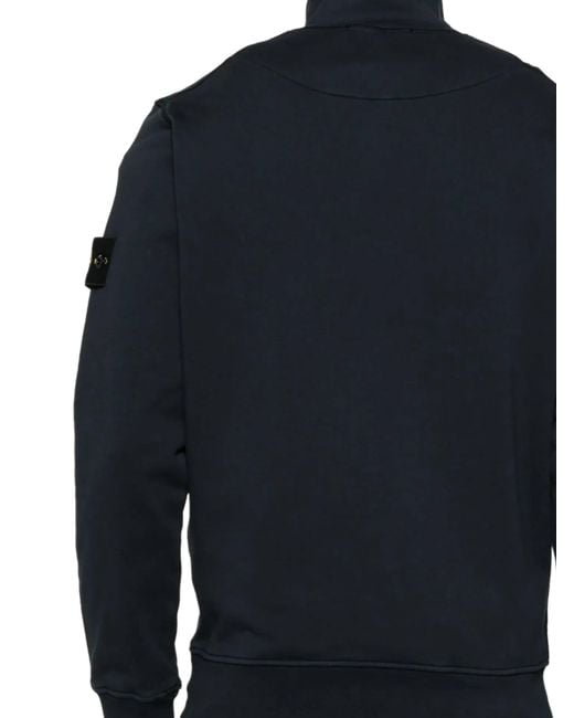 Stone Island Blue Logo-Patch Half-Zip Sweatshirt for men