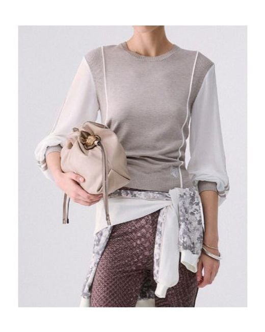 Liu Jo Gray Round-Neck Sweater