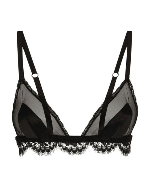 Dolce & Gabbana Black Lace-Detailed Triangle Cup Bra