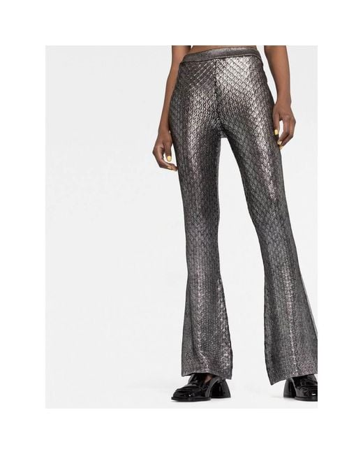 Rabanne Gray All-Over Patterned Flared Trousers