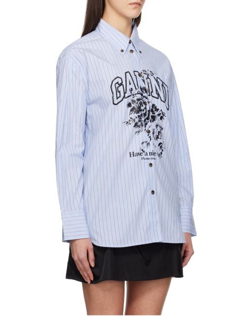 Ganni White Stripe Logo Shirt