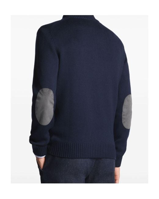 Fay Blue Hook-Closure Mock Turtleneck Jumper for men