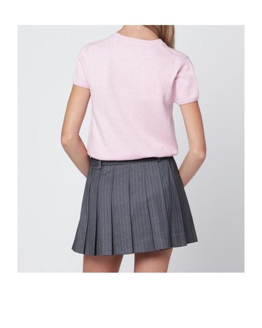 DUNST Blue Wool Blend Short-Sleeve Top
