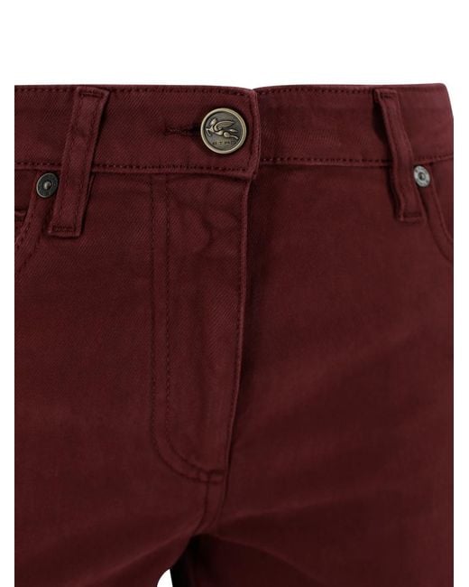 Etro Red Logo Patch Straight-Leg Trousers