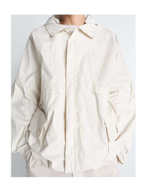 Lemaire White Detachable Hood Rain Jacket for men