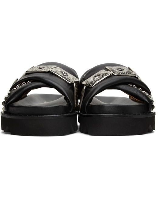 Toga Virilis Black Cross-Strap Sandals for men
