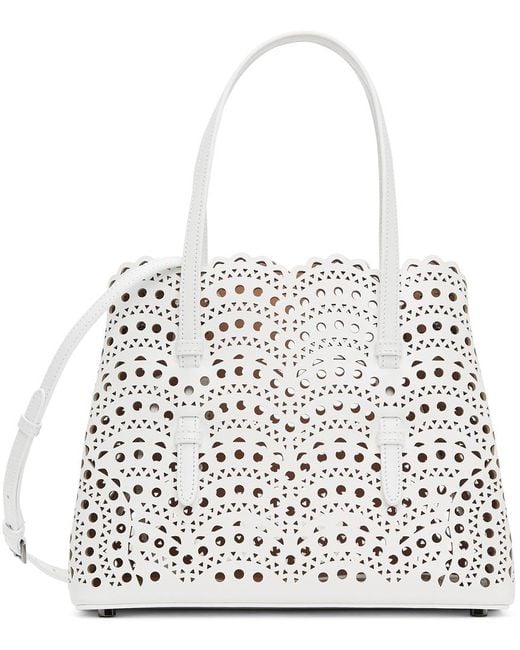 Alaïa White Perforated Pattern Shoulder Bag