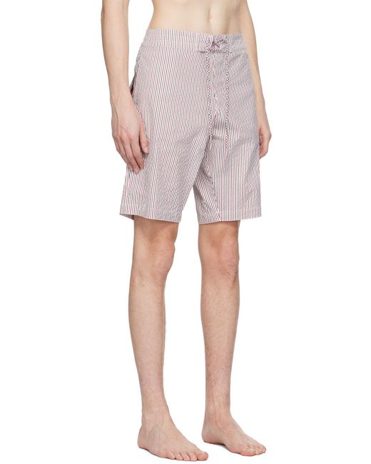 Thom Browne Red Striped Drawstring Swimming Shorts for men