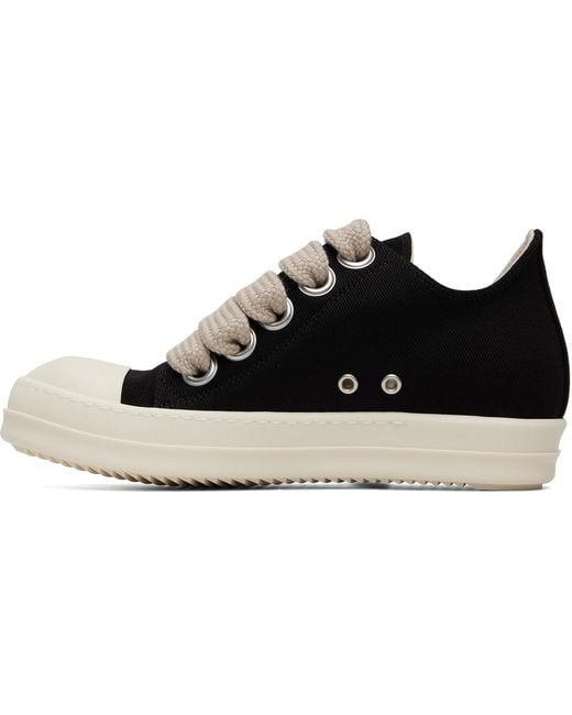 Rick Owens Black Lace-Up Low-Top Sneakers for men