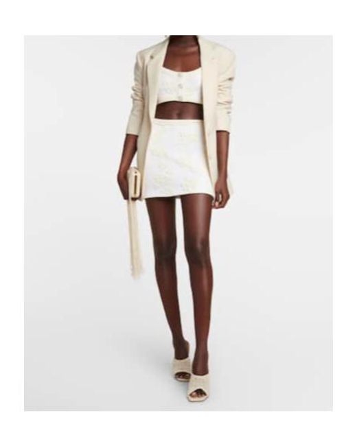Magda Butrym White Embroidered High-Rise Wool-Blend Miniskirt