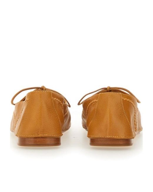 Hereu Brown Artisan Bow Detail Flat Shoes