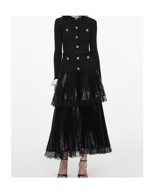Self-Portrait Black Long-Sleeved Dress