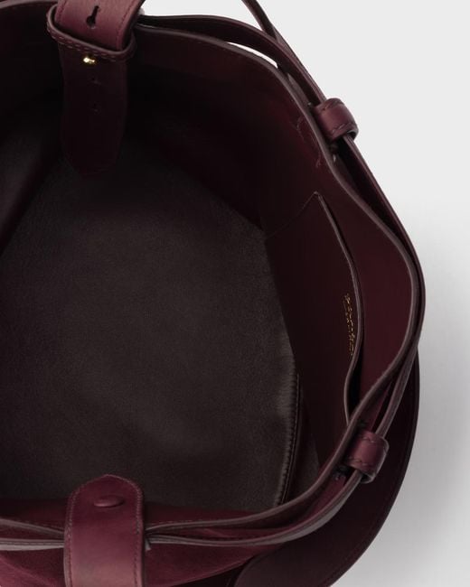 Prada White Buckle Belted Suede Bucket Bag