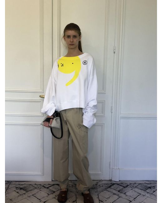 Maison Margiela White Apostrophe Logo-Print Sweatshirt