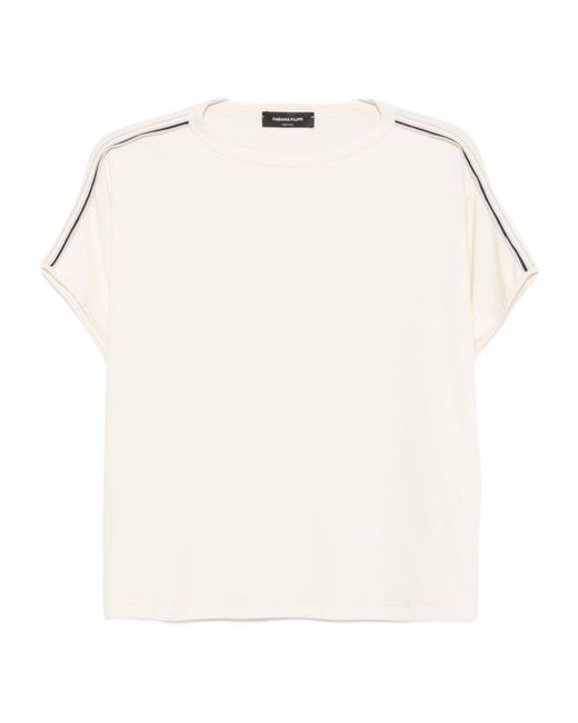 Fabiana Filippi White Side-Stripe Short-Sleeve T-Shirt