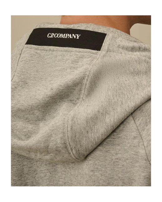 C P Company Gray Lens-Detail Zip-Up Hoodie for men