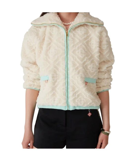 Casablanca White Monogram Jacquard Fleece Jacket