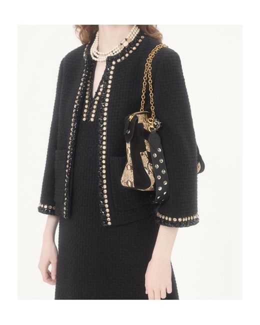 Valentino Black Embroidered Canestrello Tweed Short Dress